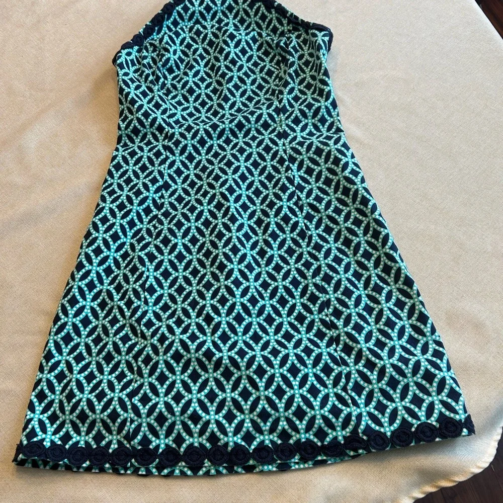 crown & ivy Black and Mint Geometric print dress knee length Size 2 feminine - Picture 6 of 8